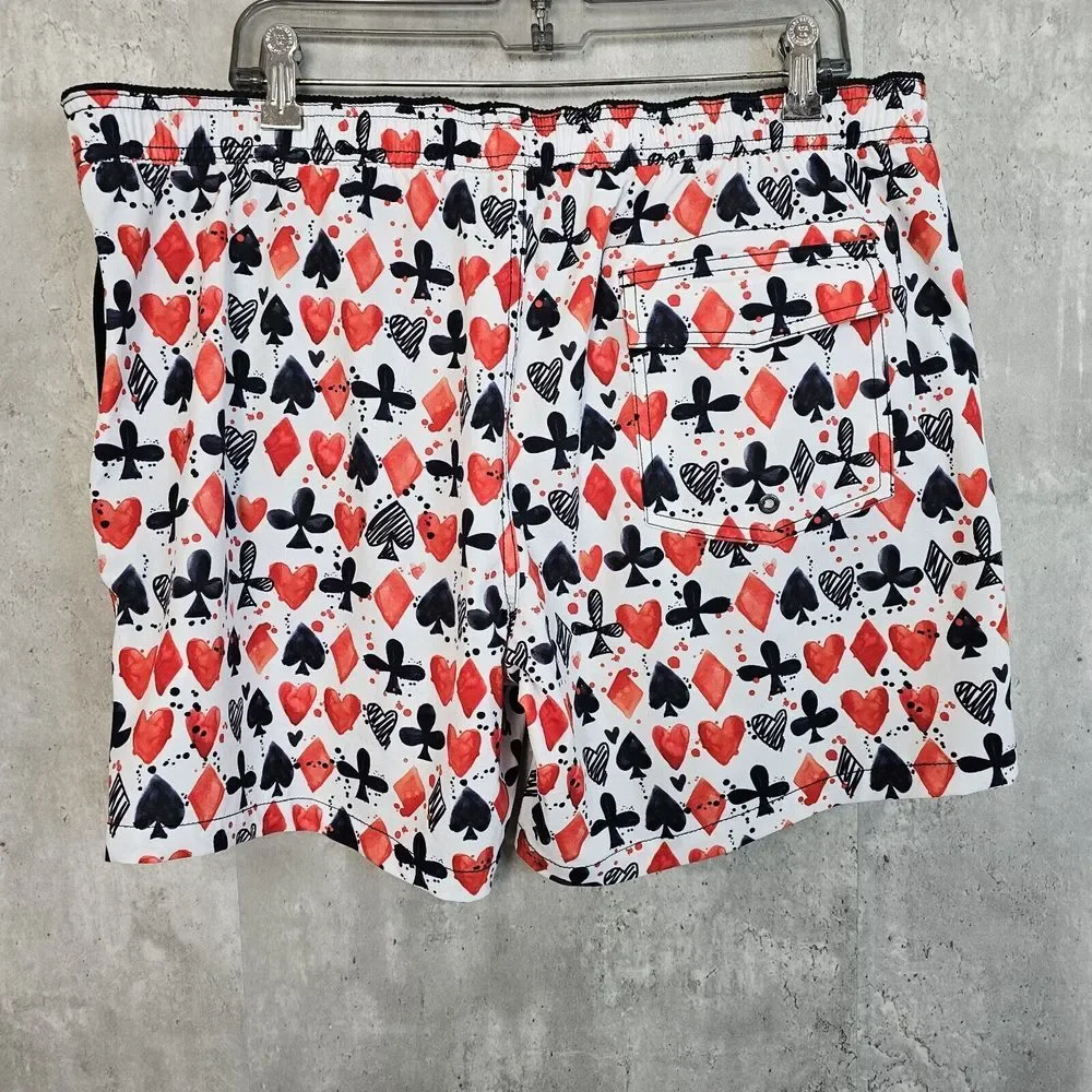 Dolcessa Mens Swimwear 2XL Viva Las Vegas Card Suits Gambling Poker Swim‎ Trunks